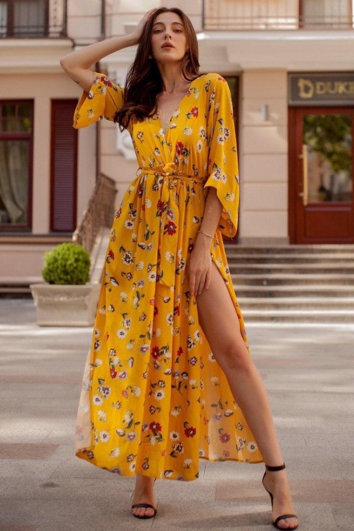 платье горчичного цвета